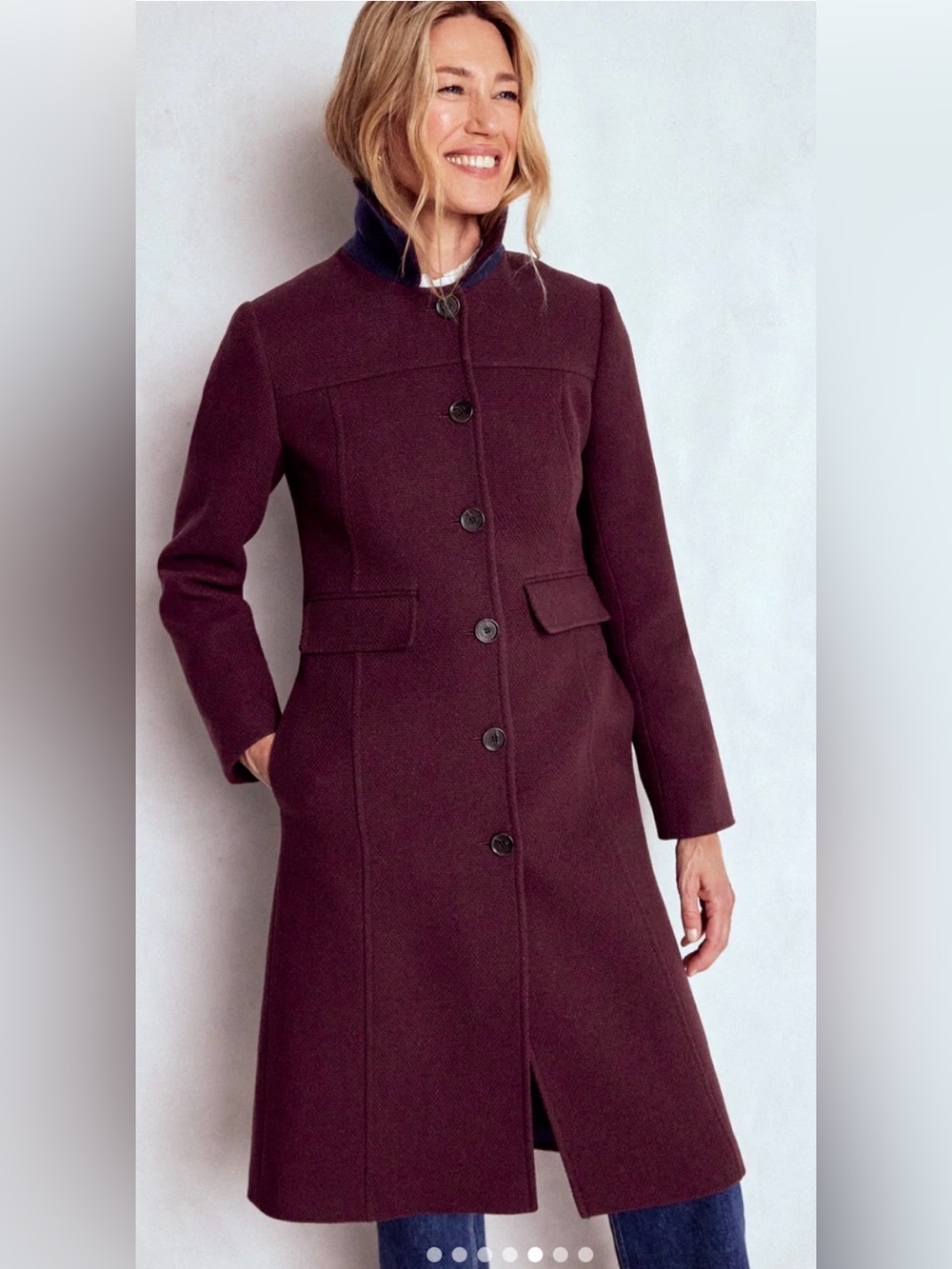 NEW Boden St Albans Fitted Wool Blend Coat Dark Cherry Size 10 Italian Fabrics